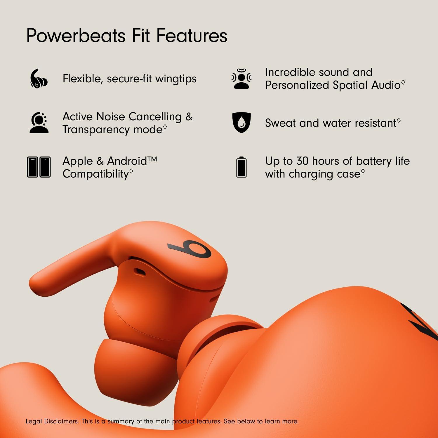 imageBeats Powerbeats Fit Wireless Noise Cancelling Workout Earbuds with SecureFit Wingtips Up to 30Hour Battery Life Sweat ampamp Water Resistant Apple ampamp Android Compatible Power PinkSpark Orange