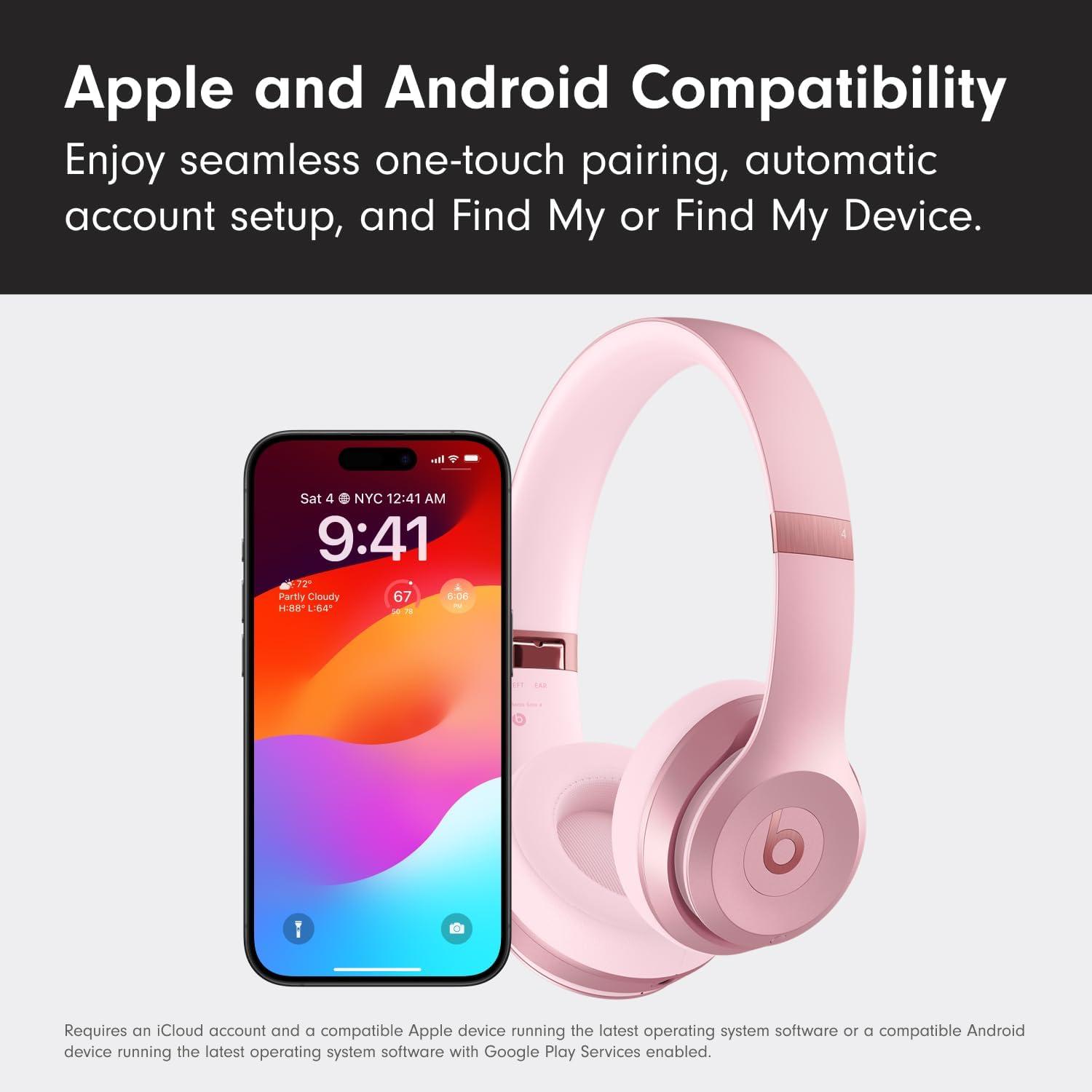 imageBeats Solo 4 Wireless OnEar Bluetooth Headphones Up to 50Hour Battery Life UltraLightweight Comfort Powerful and Balanced Sound Apple ampamp Android Compatible Amazon Exclusive Metallic PinkMetallic Pink