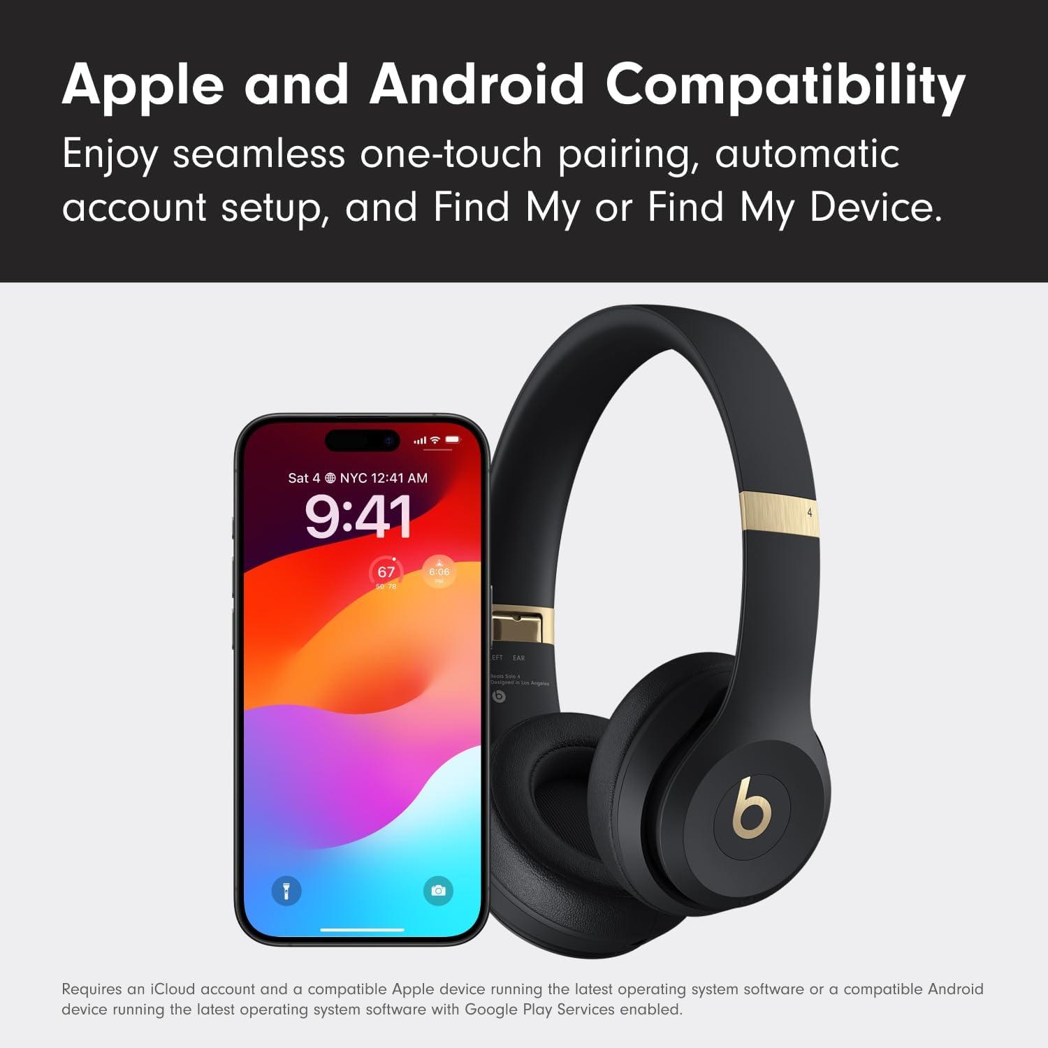 imageBeats Solo 4 Wireless OnEar Bluetooth Headphones Up to 50Hour Battery Life UltraLightweight Comfort Powerful and Balanced Sound Apple ampamp Android Compatible Amazon Exclusive Metallic PinkBlack Gold
