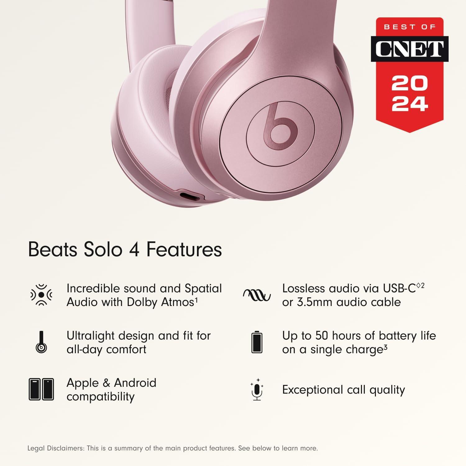 imageBeats Solo 4 Wireless OnEar Bluetooth Headphones Up to 50Hour Battery Life UltraLightweight Comfort Powerful and Balanced Sound Apple ampamp Android Compatible Amazon Exclusive Metallic PinkMetallic Pink