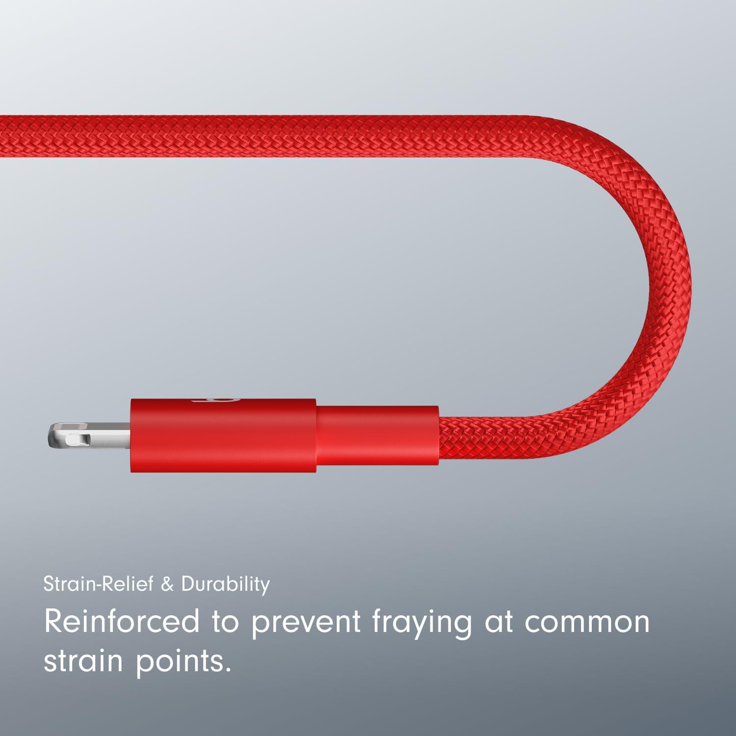 imageBeats USBA to USBC Woven Cable Fast Charging Durable and TangleFree Design Compatible Charger for Apple ampamp Android Devices 15 m 5 ft Rapid RedRapid Red