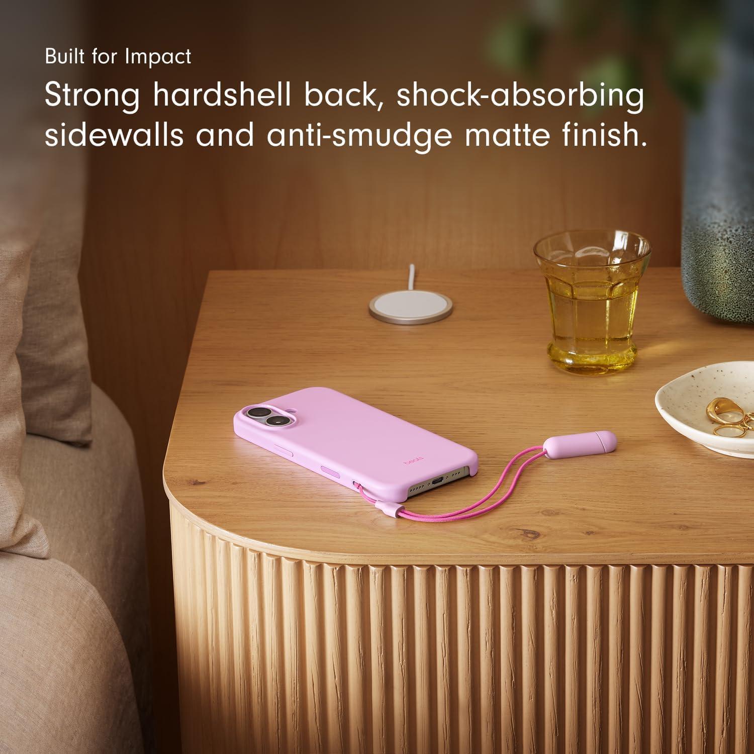 imageBeats iPhone 17 Pro Max Kickstand Case with MagSafe ampamp Camera Control Built in Stand ampamp Lanyard Matte Finish with Microfiber Lining Granite GrayPebble Pink