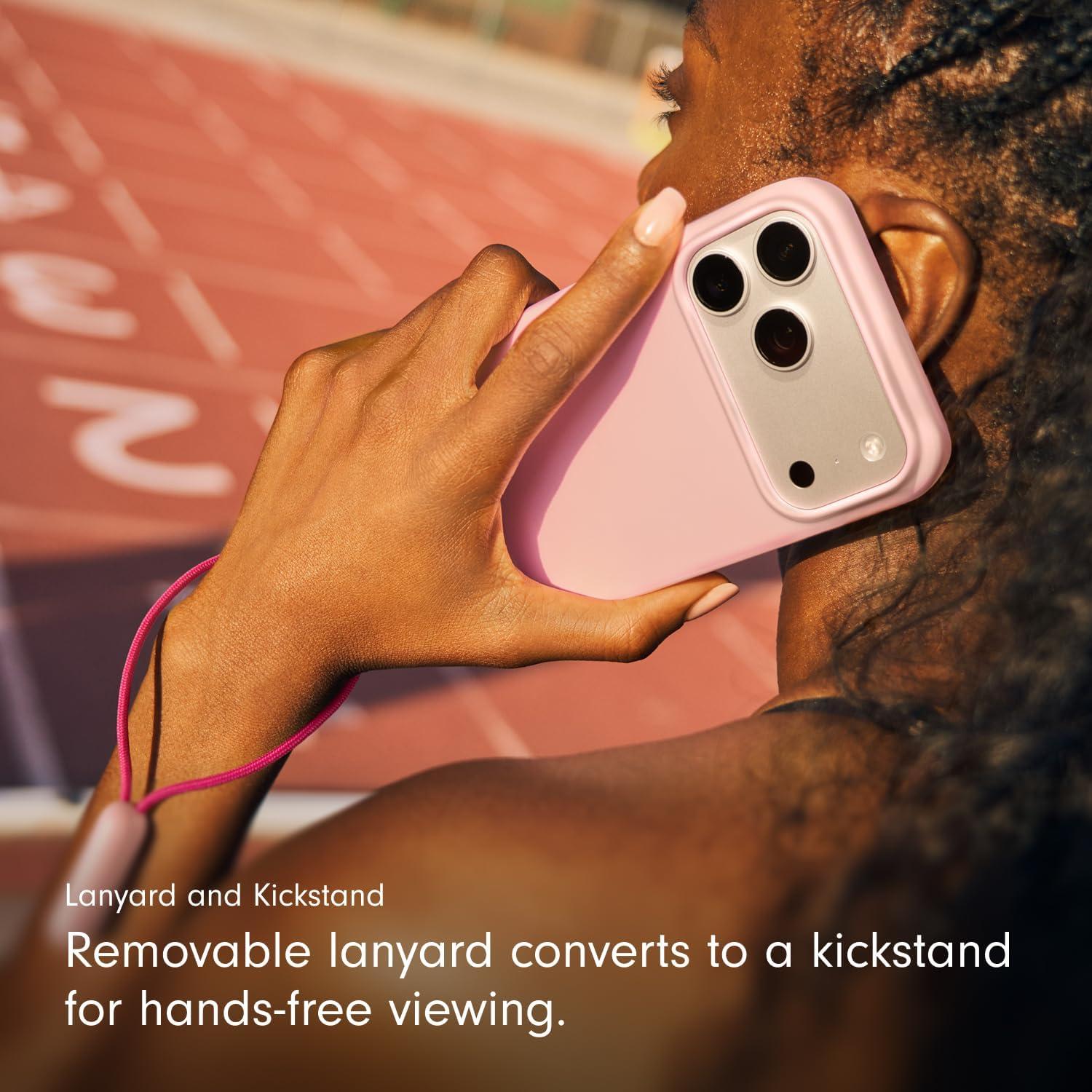 imageBeats iPhone 17 Pro Max Kickstand Case with MagSafe ampamp Camera Control Built in Stand ampamp Lanyard Matte Finish with Microfiber Lining Granite GrayPebble Pink