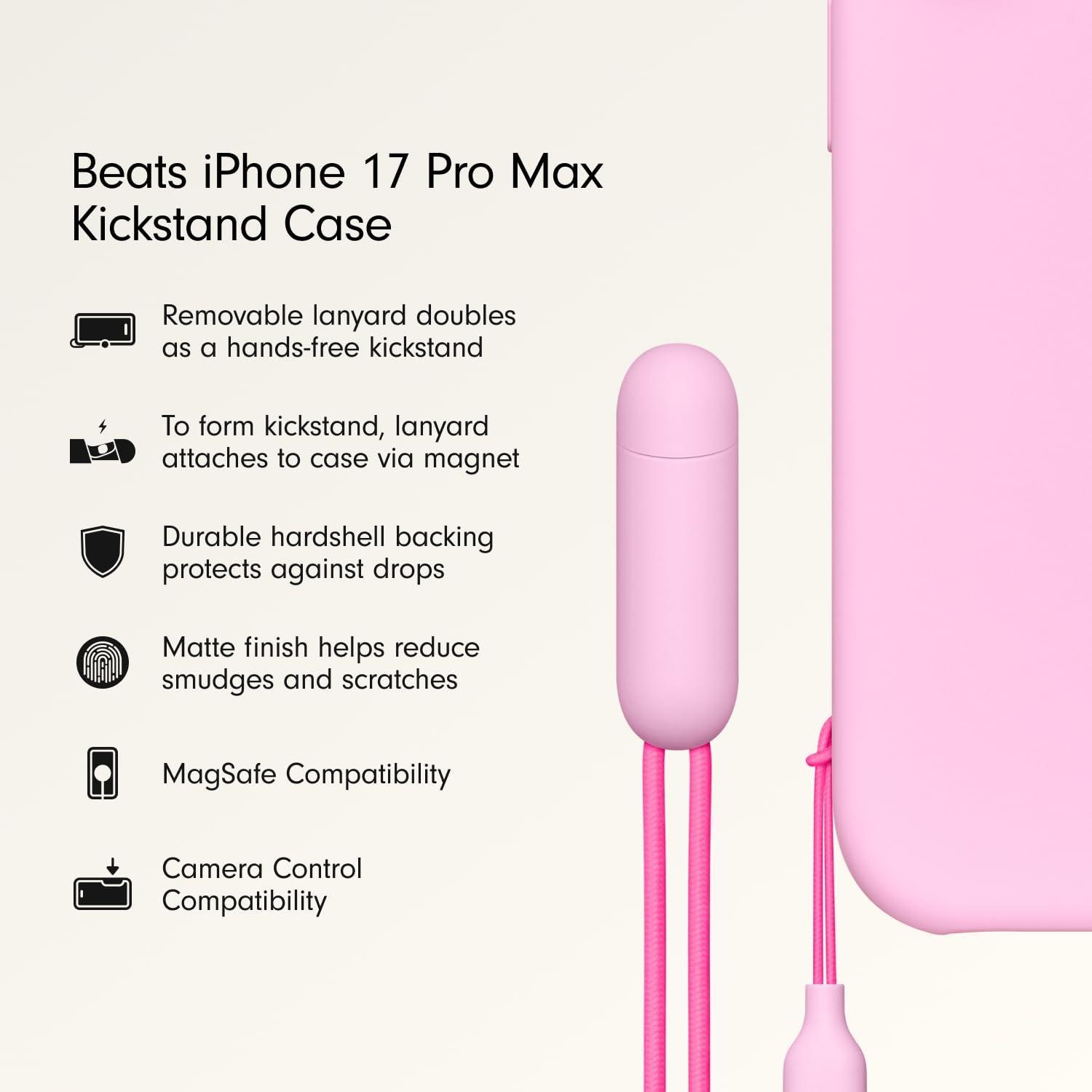 imageBeats iPhone 17 Pro Max Kickstand Case with MagSafe ampamp Camera Control Built in Stand ampamp Lanyard Matte Finish with Microfiber Lining Granite GrayPebble Pink