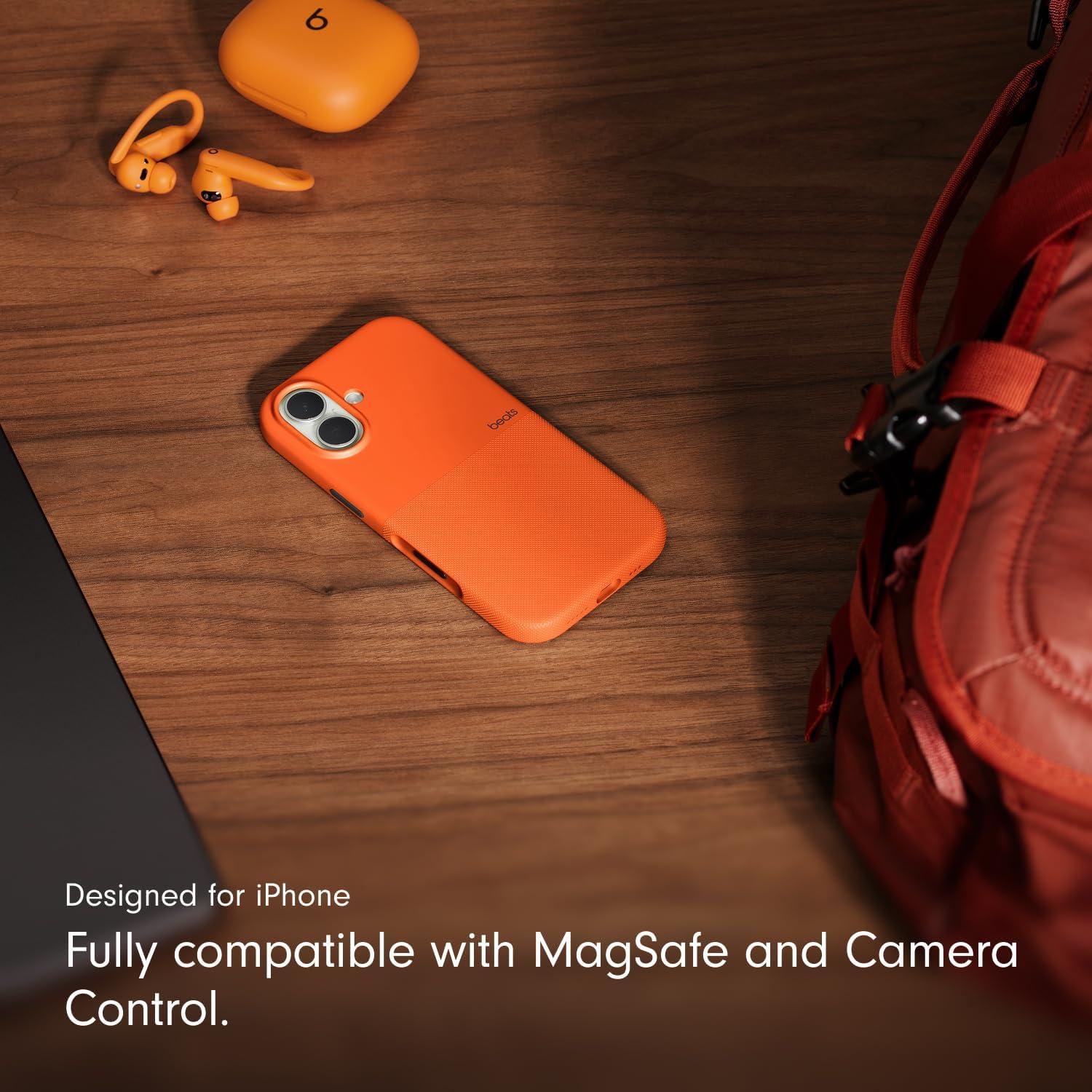 imageBeats iPhone 17 Pro Max Rugged Case with MagSafe ampamp Camera Control Scratch ampamp Drop Tested Matte Texture with Microfiber Lining Rocky BlueSierra Orange