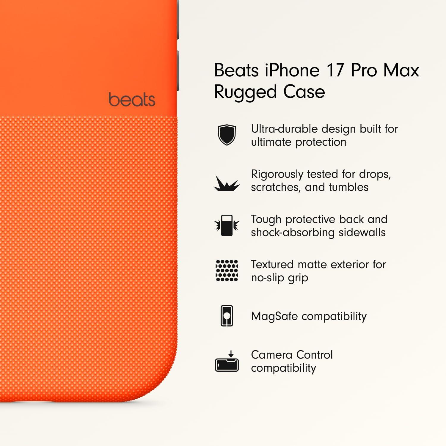 imageBeats iPhone 17 Pro Max Rugged Case with MagSafe ampamp Camera Control Scratch ampamp Drop Tested Matte Texture with Microfiber Lining Rocky BlueSierra Orange