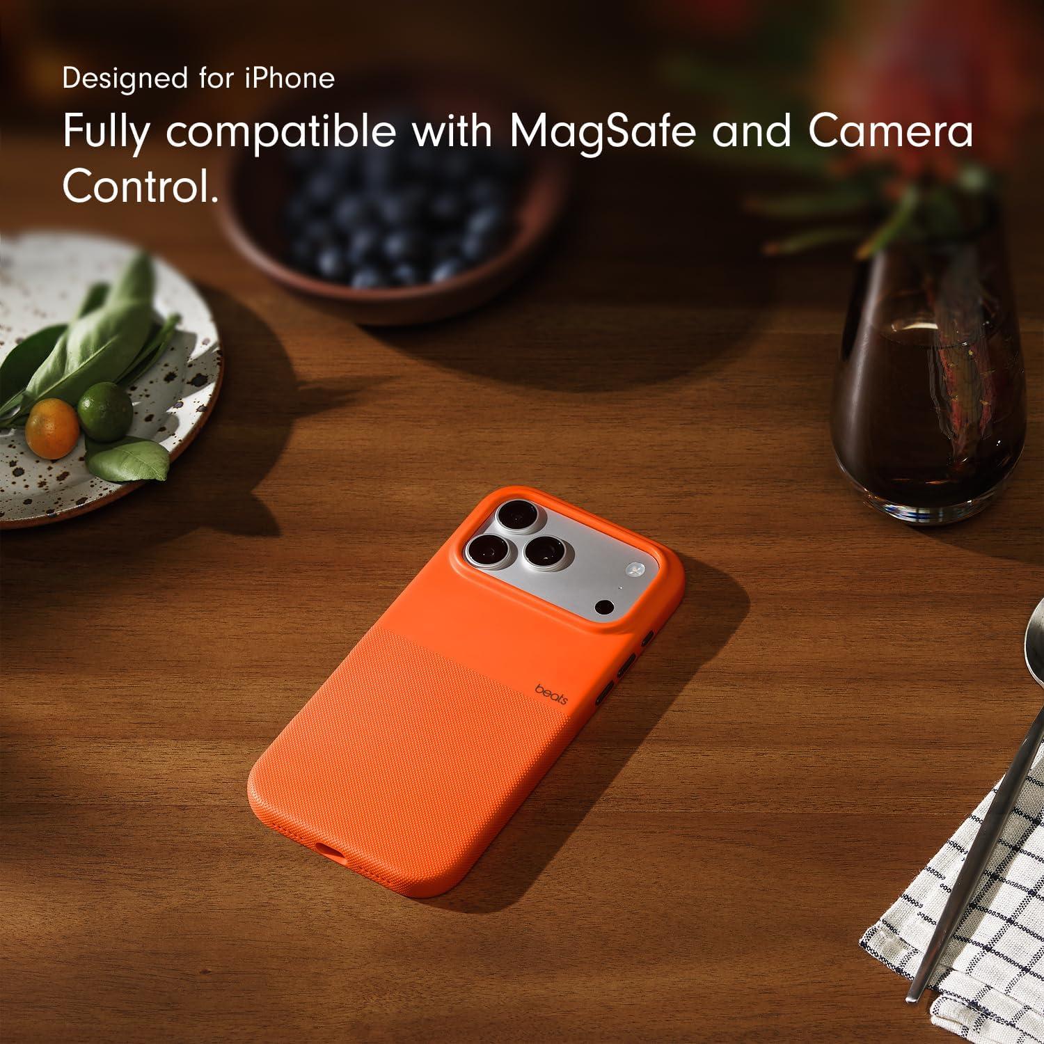 imageBeats iPhone 17 Pro Max Rugged Case with MagSafe ampamp Camera Control Scratch ampamp Drop Tested Matte Texture with Microfiber Lining Rocky BlueSierra Orange