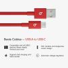 Beats USB-A to USB-C Woven Cable Fast Charging Durable and Tangle-Free Design Compatible Charger for Apple & Android Devices (1.5 m, 5 ft) – Rapid Red(Rapid Red)