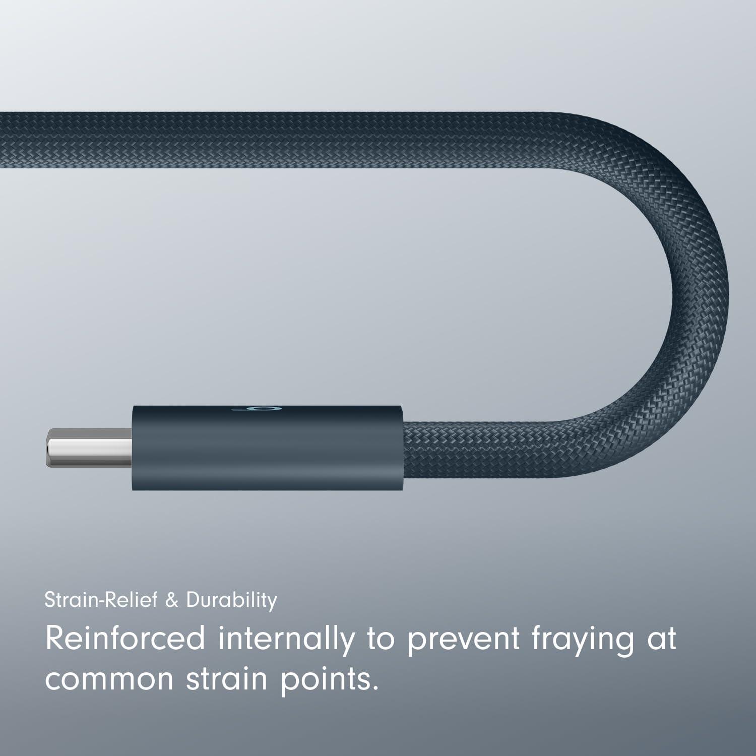 imageBeats 240W USBC to USBC Braided Cable Fast Charging DurableTangle Free Compatible with Apple and Android Devices 3 m10 ft Surge StoneNitro Navy