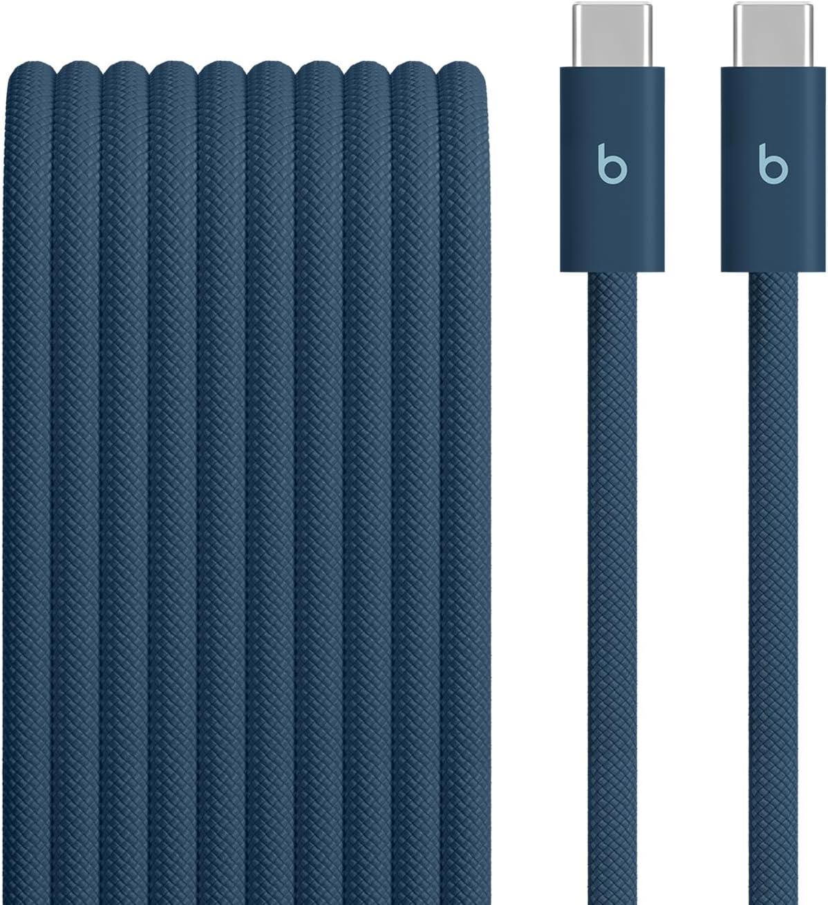 imageBeats 240W USBC to USBC Braided Cable Fast Charging DurableTangle Free Compatible with Apple and Android Devices 3 m10 ft Surge StoneNitro Navy