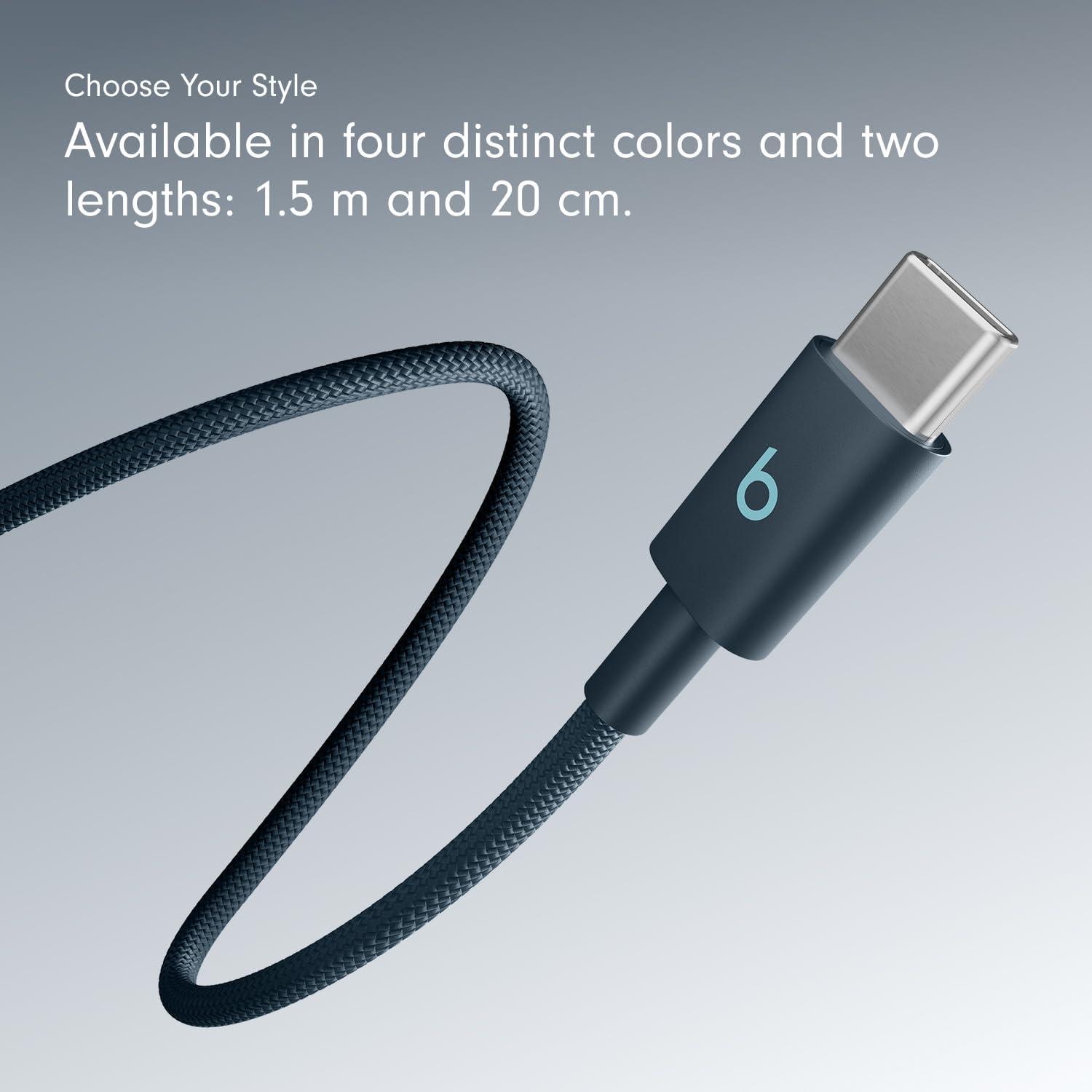 imageBeats 240W USBC to USBC Braided Cable Fast Charging DurableTangle Free Compatible with Apple and Android Devices 3 m10 ft Surge StoneNitro Navy